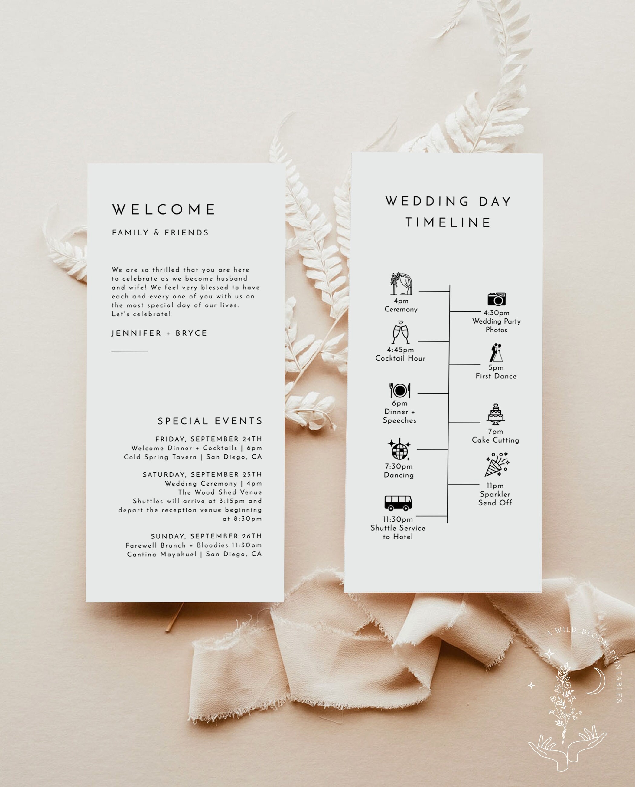minimalist-wedding-timeline-template-modern-order-of-events-etsy