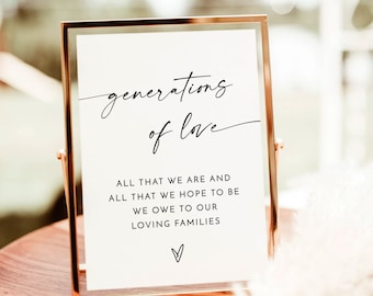 Generations of Love Sign | Modern Wedding Sign | All That We Hope To Be | Boho Wedding | Minimalist Wedding Sign| Editable Template | M9