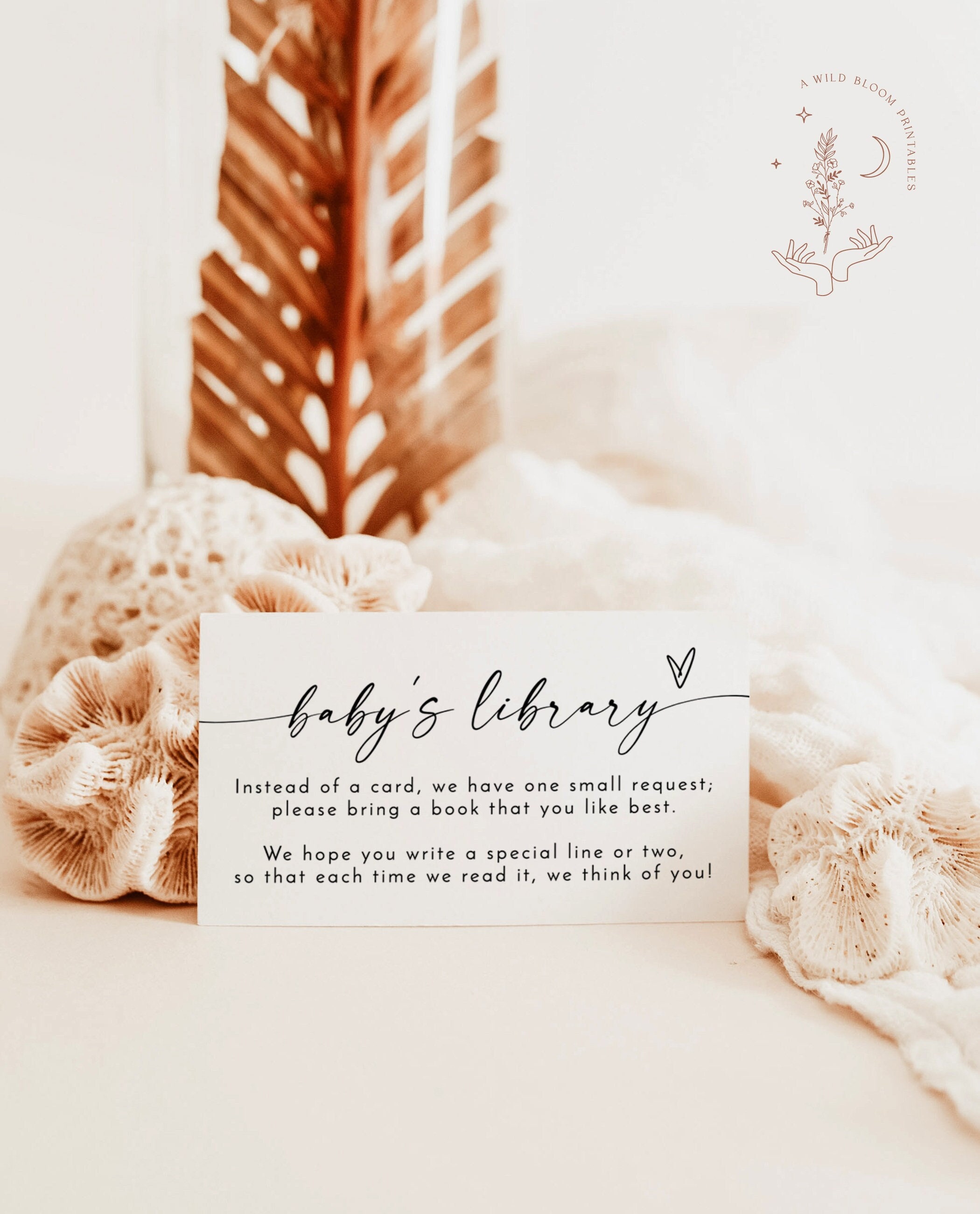 Minimalist Books for Baby Card, Book Request Insert, Modern Minimalist Baby Shower, Gender Neutral Baby Shower, Editable Template, M9