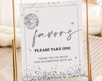 PRINTED + SHIPPED | Disco Ball Favor Sign | Party Table Decor | Retro Celebration Thank You Sign