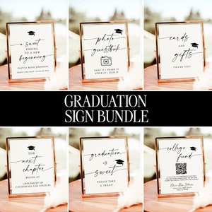 Graduation Signs Bundle, Modern Graduation Table Signs, Minimalist Graduation Welcome Sign, Graduation Party Decor, Editable Template M9