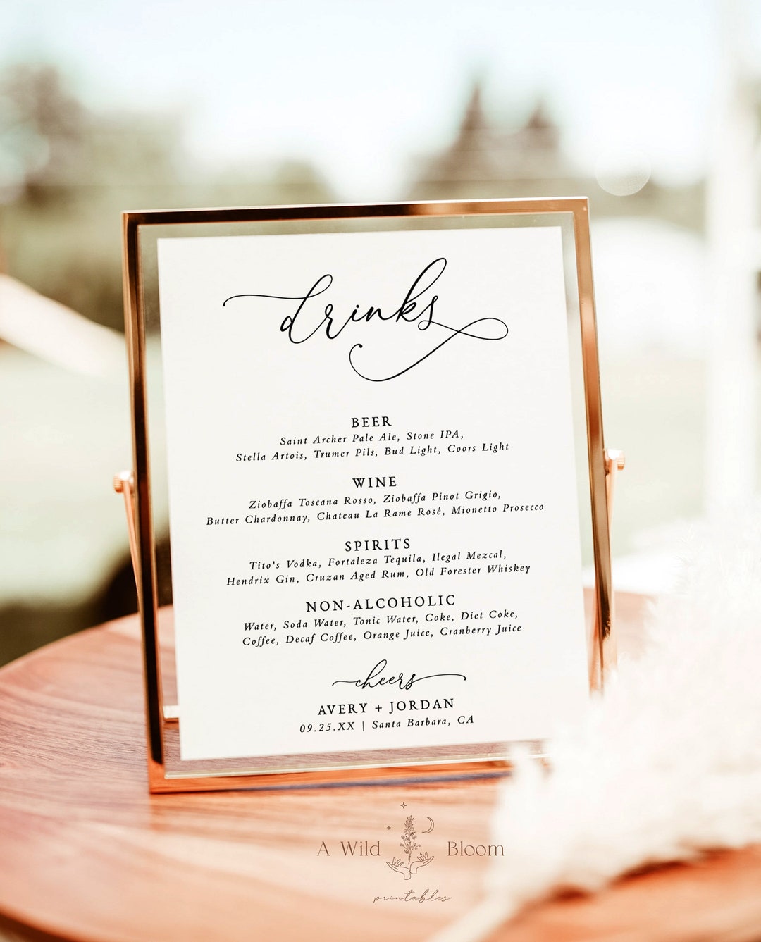 Editable Wedding Bar Sign Template Minimalist Wedding Drinks Sign Editable Wedding Bar Sign Template Minimalist Wedding Drinks Sign