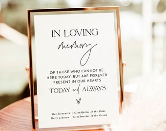 In Loving Memory Sign, Forever in Our Hearts Wedding Sign, Forever In Our Hearts Sign, Wedding Memorial Candle Sign, Editable Sign, M7