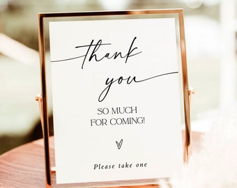 Modern Wedding Thank You Sign Template | Minimalist Favors Sign | Wedding Thank You Sign | Boho Bridal Shower Favors Sign | D1