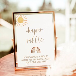 Diaper Raffle Baby Shower Sign, Rainbow Baby Shower Sign, Sunshine Baby Shower, Gender Neutral Baby Shower Diaper Raffle Game Sign, S2