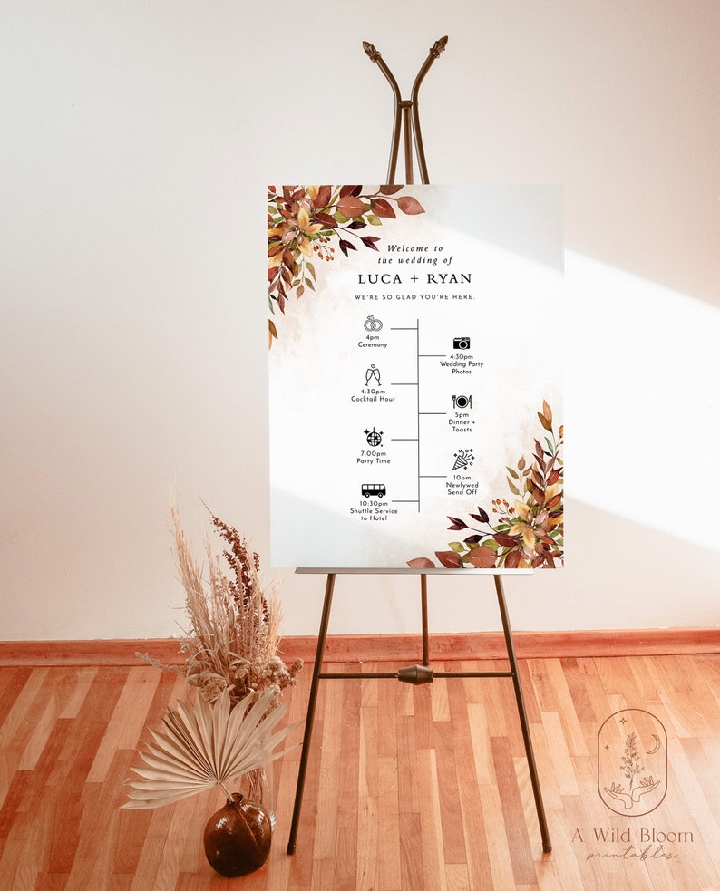 Fall Wedding Timeline Template Timeline Poster Etsy