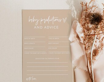 PRINTED + SHIPPED | Baby Predictions and Advice Card | Minimalist Boho Neutral Shower BM1