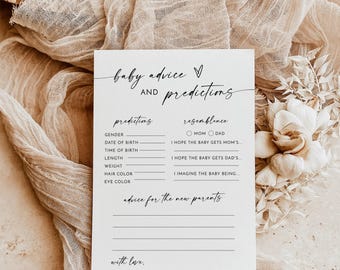 PRINTED + SHIPPED | Baby Advice and Predictions Card | Modern Minimalist M9