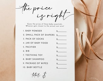 The Price is Right Baby Shower Game | Modern Baby Shower Game | Gender Neutral Baby Shower | Boho Baby Shower | Editable Template | M9