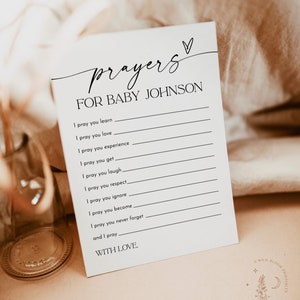 Tarjeta de oraciones para bebé, baby shower de género neutro, baby shower moderno, buenos deseos para el bebé, baby shower boho, recuerdo para bebé, D1