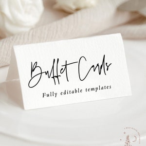 Minimalist Buffet Card Template, Buffet Cards, Modern Wedding Buffet Cards, Food Labels, Wedding Buffet, Editable Template, M8