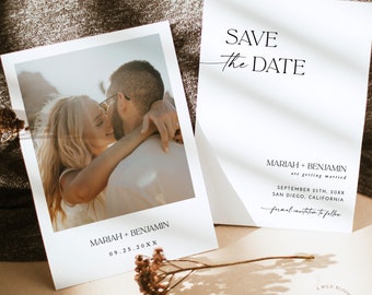 Minimalist Photo Save the Date Template | Modern Save the Date Template | Photo Save the Date | Boho Save the Date Card | D1