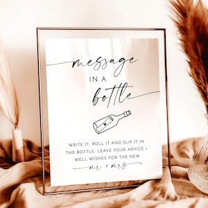 Message In A Bottle Sign Template, Minimalist Wedding Advice Sign, Message In A Bottle Guestbook Sign, Message to the Mr. and Mrs., M9