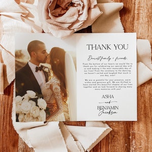 Modern Wedding Thank You, Boho Thank You Card, Photo Thank You Card, Minimalist Wedding Thank You Card, Editable Template, D1