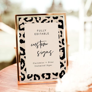Leopard Print Customizable Signage, Animal Print Custom Sign, Cheetah Print, Leopard Bachelorette Party Sign, Custom Sign Template L-1