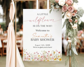 PRINTED + SHIPPED | Wildflower Baby Shower Welcome | Little Flower On The Way N1