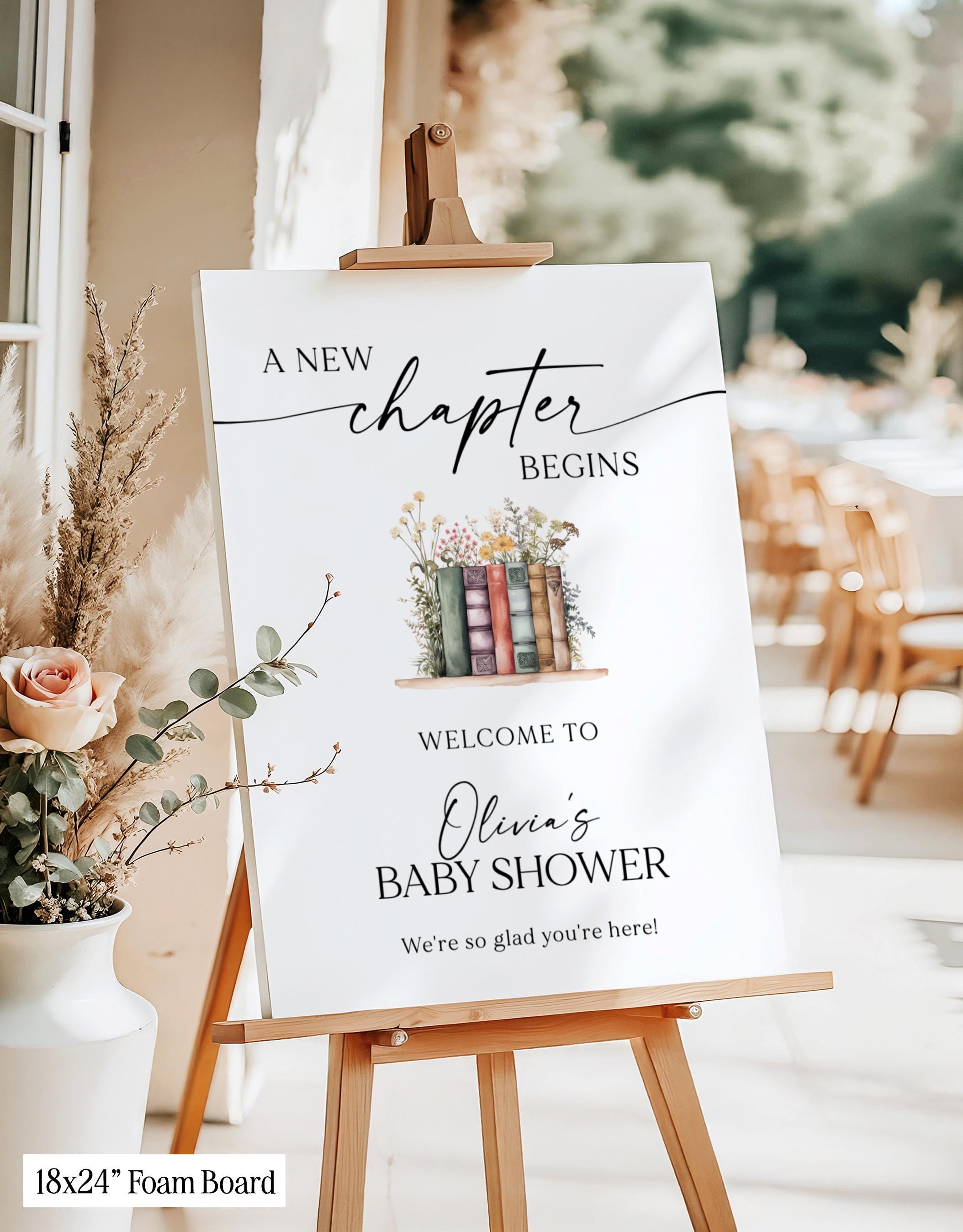 Printed + Shipped A New Chapter Baby Shower Welcome Sign, Her Next Chapter Begins, Gender Neutral, Storybook Baby Shower Welcome Sign N1