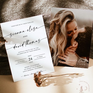 Modern Wedding Invitation Template, Editable Minimalist Wedding Invite, Modern Wedding Invite, Photo Wedding Invitation, M9