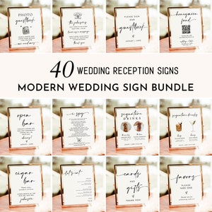 Minimalist Wedding Sign Bundle, Reception Sign Bundle, Boho Wedding Signs, Modern Minimalist Wedding Signs, Editable Templates, M5