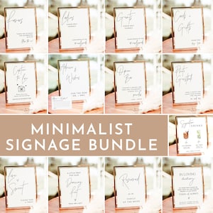 Minimalist Wedding Sign Bundle | Boho Wedding Signs | Modern Minimalist Wedding Signs | Reception Sign Bundle | Editable Templates | M7