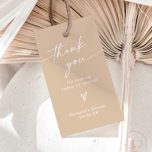 Minimalist Baby Shower Thank You Tags, Gender Neutral Baby Shower, Modern Beige Shower Thank You Tags, Editable Template, BM1