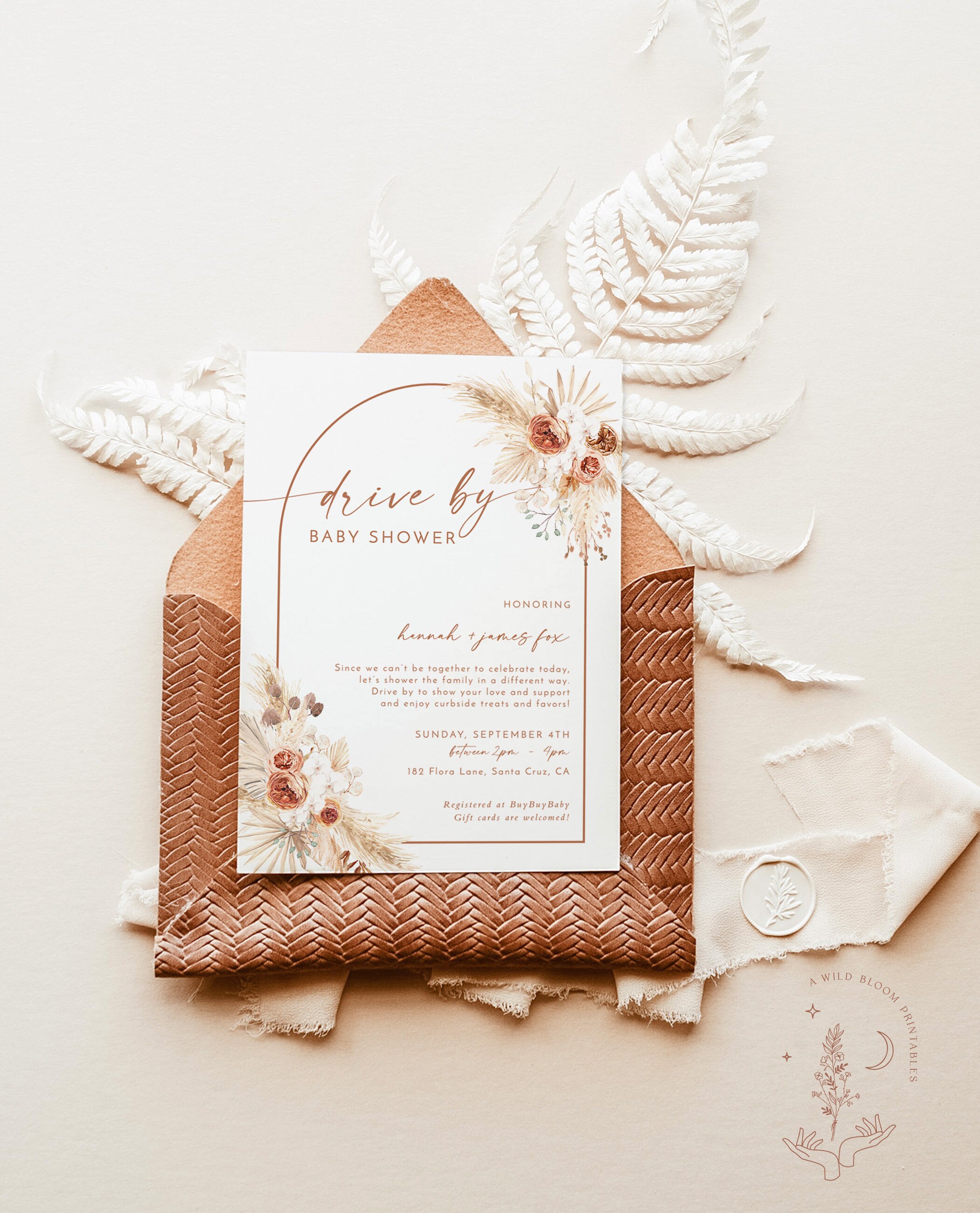 Bohemian Drive by Baby Shower Invite Girl Baby Shower Etsy