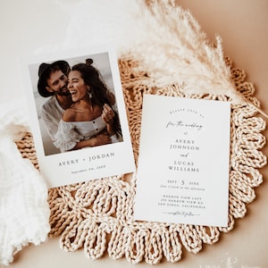 Minimalist Wedding Invitation Template, Modern Wedding Invite, Editable Minimalist Wedding Invite, Photo Wedding Invitation, M9
