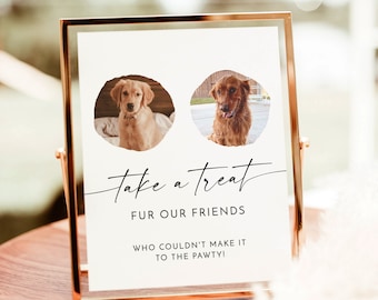 Wedding Favor Sign Template, Dog Treat Favors, Pet, Biscuit Bar, Instant Download, Editable Template, M9