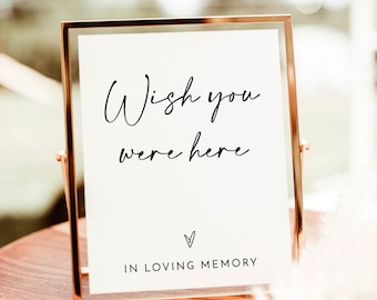 In Loving Memory Sign, Modern Minimalist Wedding, Wish You Were Here Sign, Forever In Our Hearts, Memorial Sign, Editable Template | M5