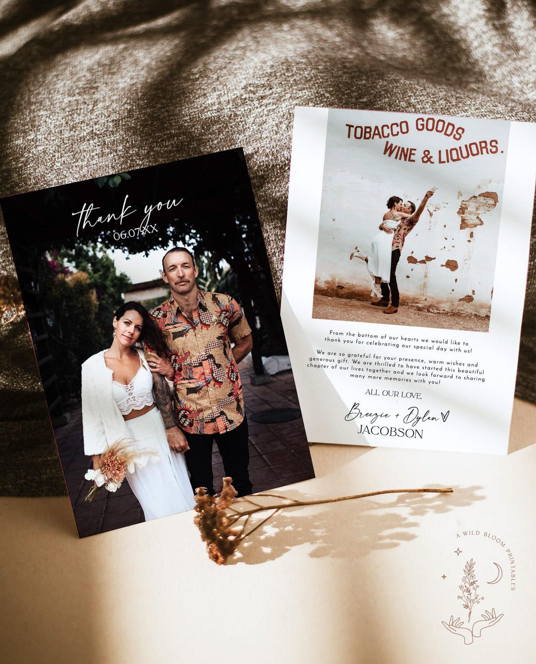 PRINTED + SHIPPED | Modern Wedding Thank You Card With Photo ...
