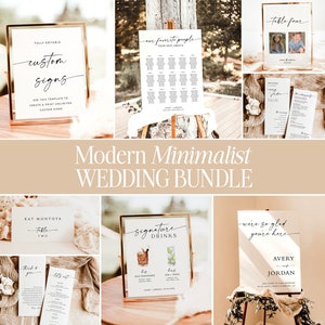 Minimalist Wedding Bundle Template | Wedding Sign Templates | Modern Minimalist Wedding Signs | Simple Wedding | Editable Template | M9