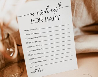 PRINTED + SHIPPED | Wishes for Baby Shower Card | Modern Minimalist Gender Neutral D1