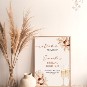 Boho Bridal Brunch Shower Welcome Sign Bridal Shower Welcome Poster Brunch and Bubbly Welcome Sign Boho Shower Welcome Sign A4 image 2