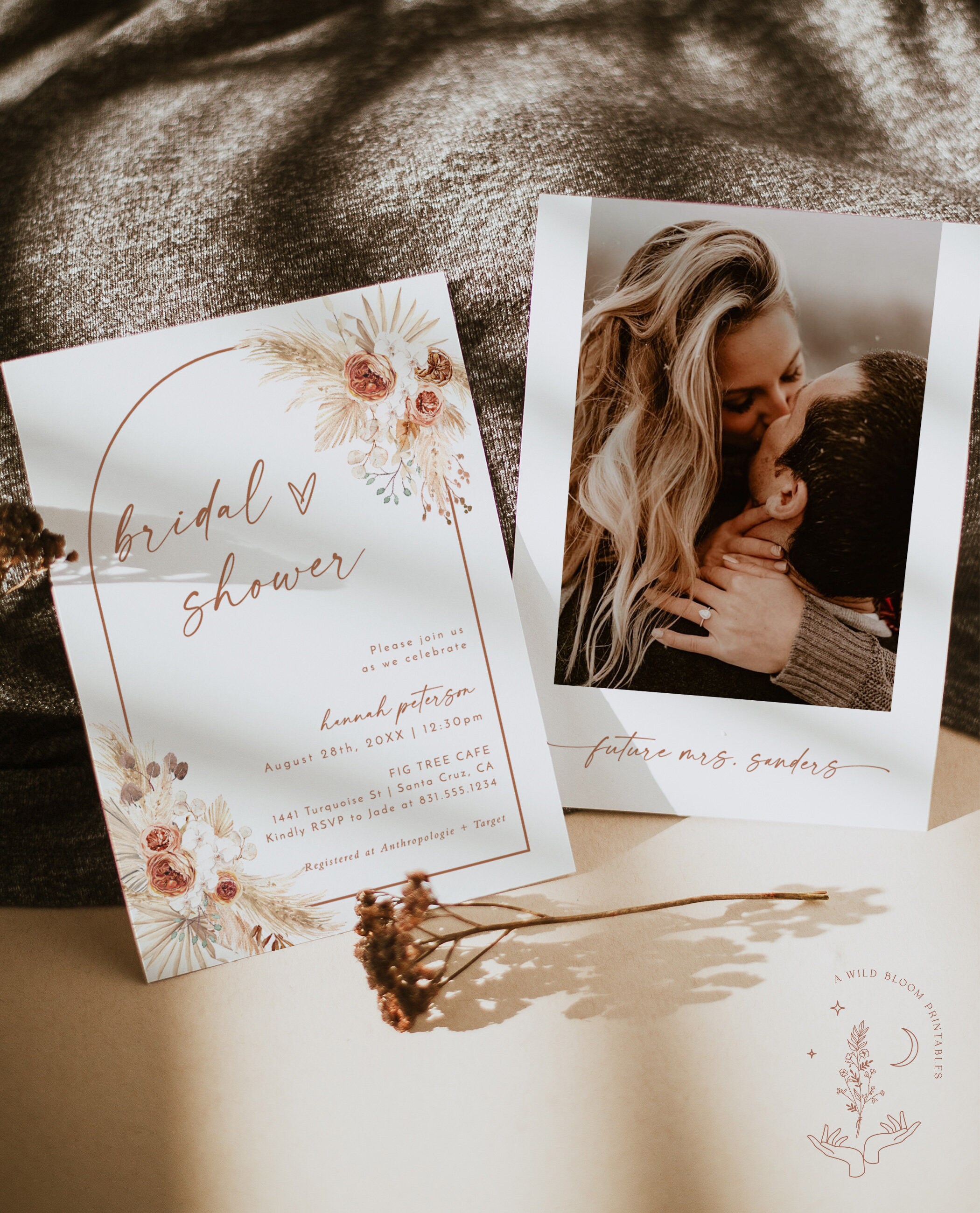 bohemian bridal shower invitations