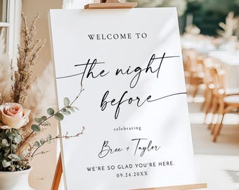 Rehearsal Dinner Welcome Sign | Night Before Wedding | Printed & Shipped
