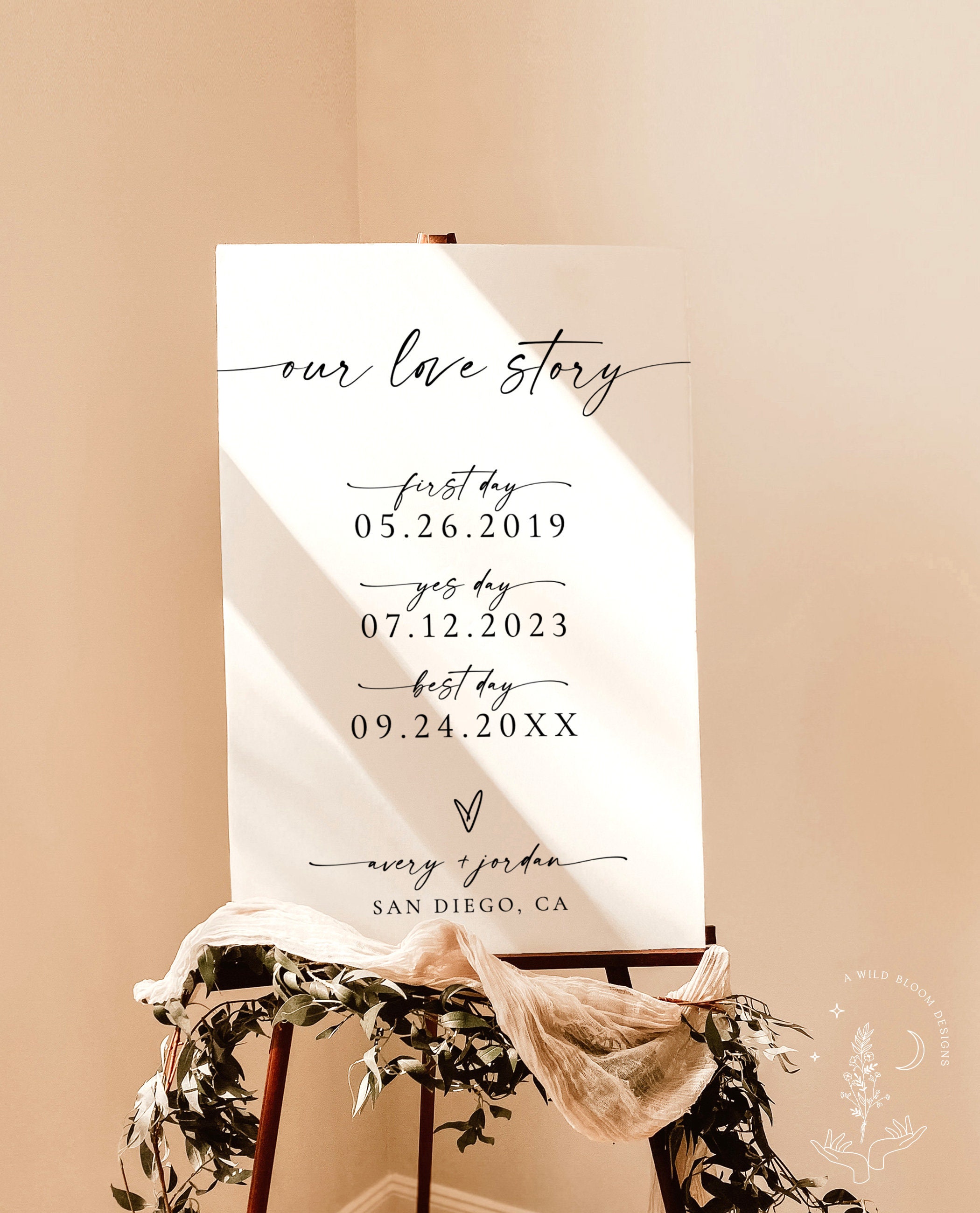 Minimalist Our Love Story Sign Template, Modern Love Story Sign, How We Met Wedding Sign, Couple Story Sign, Editable Template M9