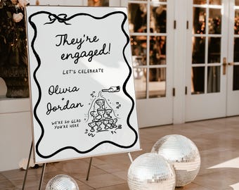Champagne Engagement Party Welcome Sign | Modern Signage | Printed & Shipped