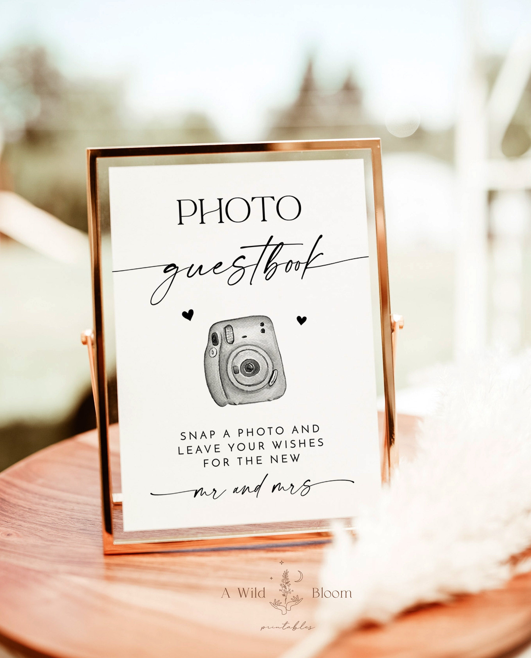 Photo Guestbook Sign, Modern Minimalist Wedding, Guest Book, Template, Instant Download, Editable Template, M9