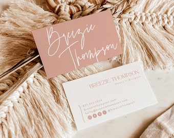 Modern Small Business Card, Blush Business Card Template, Boutique Business Card, Minimalist Business Card Design, Boho Business Cards