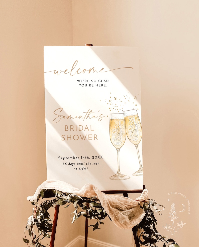 Bridal Shower Welcome Sign Template, Boho Brunch Poster, Brunch and Bubbly, Instant Download, Editable Template, B2 image 3