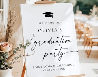 Graduation Party Welcome Sign | Modern Minimalist Theme | Printed & Shipped