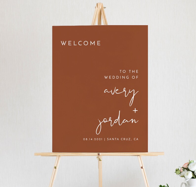 Burnt Orange Wedding Welcome Sign Template Terracotta | Etsy