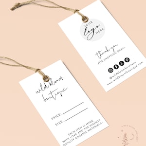 Boho Small Business Hang Tag, Boutique Clothing Tag Template, Modern Minimalist Product Tag, Minimalist Hang Tags, Editable Retail Tags