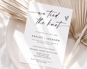 PRINTED + SHIPPED | We Tied the Knot Elopement Announcement with Envelopes | Minimalist Reception M9
