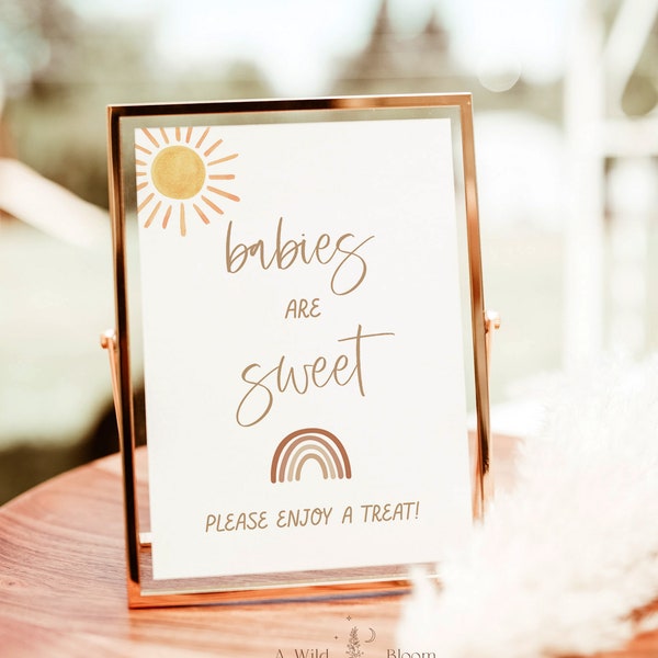 Babies are Sweet Please Take A Treat, Rainbow Babies are Sweet Sign, Sunshine Baby Shower Dessert Sign, Gender Neutral Baby Shower, S2