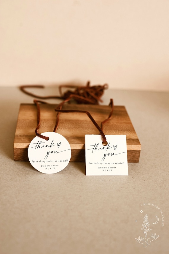 Modern Thank You Favor Tag, Shower Stickers, Minimalist Shower Tags, Bridal Shower Favor Tags, Baby Shower Tags, Editable Template, M9