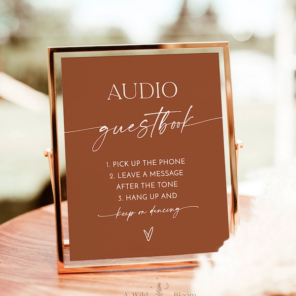Audio Guestbook Sign, Modern Minimalist Wedding Sign, Phone Message Guest Book, Pick Up The Phone, Leave A Message, Fall Wedding, T2