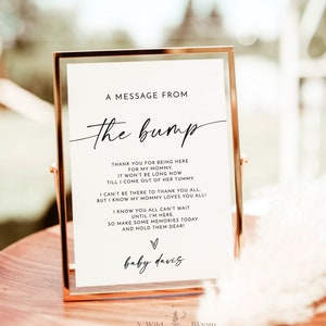 Message from the Bump Sign Template, Minimalist Baby Shower Sign, Gender Neutral, Message from Baby, Modern Baby Shower Sign, M9