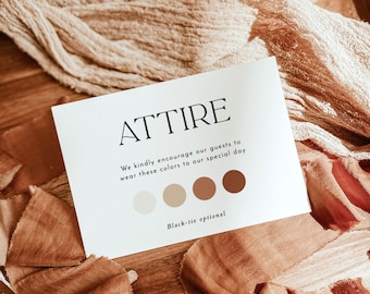 Hochzeitsgast-Kleidungskarte, Vorlage, Farbpalette, Dress-Code-Anfrage, modern, Sofort-Download, bearbeitbare Vorlage, D1
