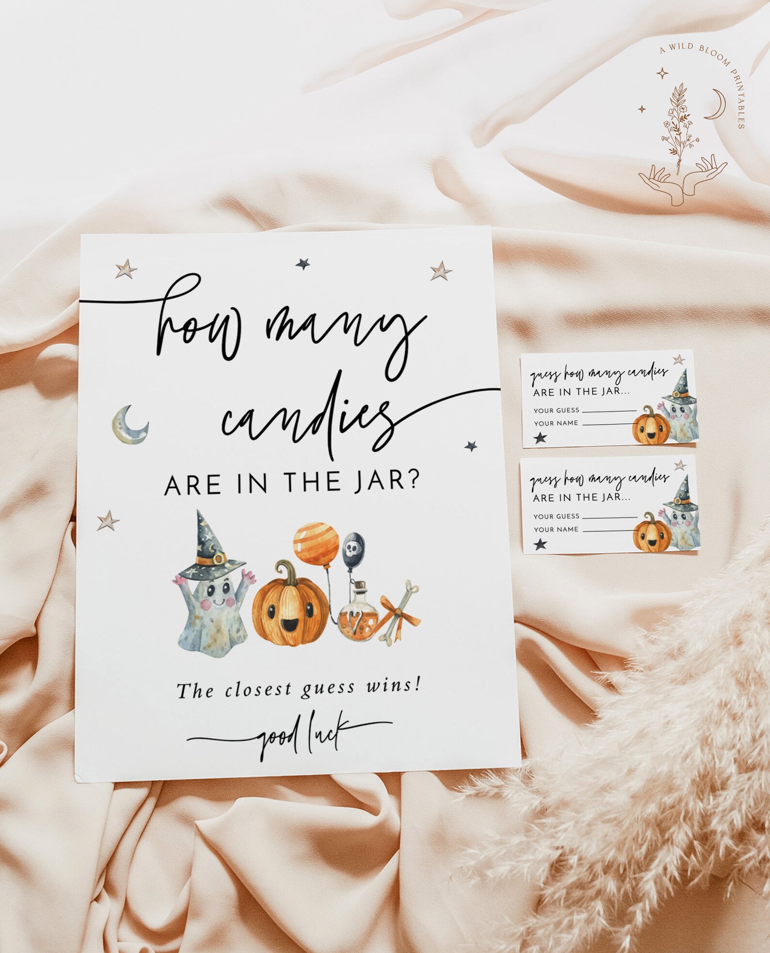 Halloween Guess How Many Candies Baby Shower Game Pumpkin - Etsy
